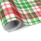 白 赤 緑 Plaid ターターンデザイン  ラッピングペーパー (ロールコーナー)