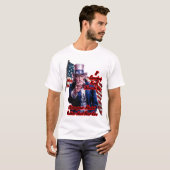 白 赤 青 愛国者 サムおじさん 白地に Tシャツ (正面フル)