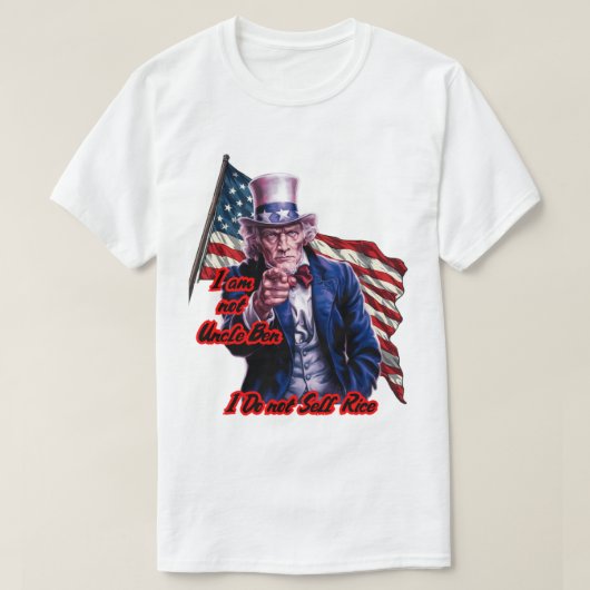 白 赤 青 愛国者 サムおじさん 白背景 Tシャツ (デザイン正面)
