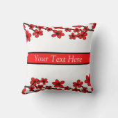 白、赤、黒のフローラここにテキスト クッション (裏面)