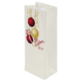 白、金ゴールド、および赤のクリスマスパーティー ワインギフトバッグ (裏面アングル)