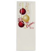 白、金ゴールド、および赤のクリスマスパーティー ワインギフトバッグ (正面)