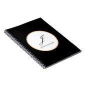 白、金ゴールド、および黒のイニシャル名パーソナライズされた ノートブック (右側)