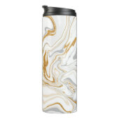 白、金ゴールド、灰色の大理石のような渦巻き流体アート タンブラー (回転右)