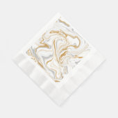 白、金ゴールド、灰色の大理石のような渦巻き流体アート 縁ありランチョンナプキン (角)
