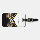 白、金ゴールド、黒のチアリーダーの衣装 ラゲッジタグ (正面横)