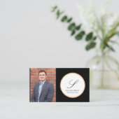 白、金ゴールド、黒パーソナライズされたの写真と名前 名刺 (スタンド正面)