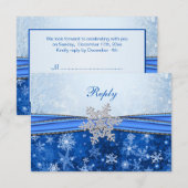 白、銀、青の雪の結晶　出欠連絡お願いします 出欠カード (正面/裏面)