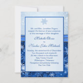 白、銀、青の雪結婚片 招待状 (裏面)