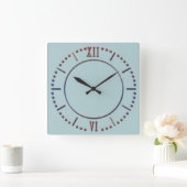 白、青いラインストーンの大きな時計 スクエア壁時計 (ホーム)
