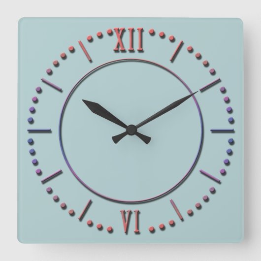 白、青いラインストーンの大きな時計 スクエア壁時計 (正面)