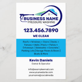 白・青の圧力洗浄サービス チラシ