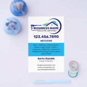 白・青の圧力洗浄サービス チラシ (シングル)