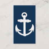 白/青の航海のいかり記号 名刺 (裏面)