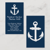 白/青の航海のいかり記号 名刺 (正面/裏面)