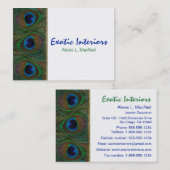 白、青、緑の孔雀の羽の名刺 名刺 (正面/裏面)