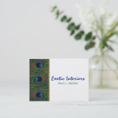 白、青、緑の孔雀の羽の名刺 名刺 (スタンド正面)