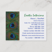 白、青、緑の孔雀の羽の名刺 名刺 (裏面)