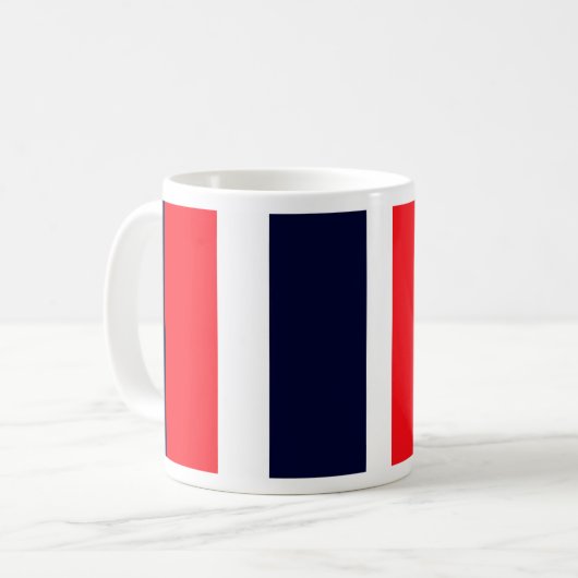 白、青、赤の各ストライプ色 コーヒーマグカップ (正面左)