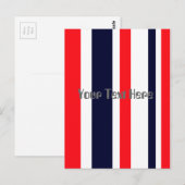 白、青、赤の各ストライプ色 ポストカード (正面/裏面)