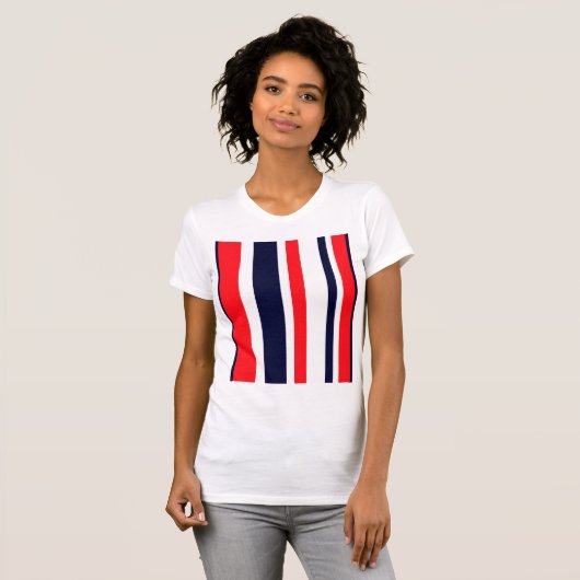 白、青、赤の各ストライプ色 Tシャツ (正面フル)