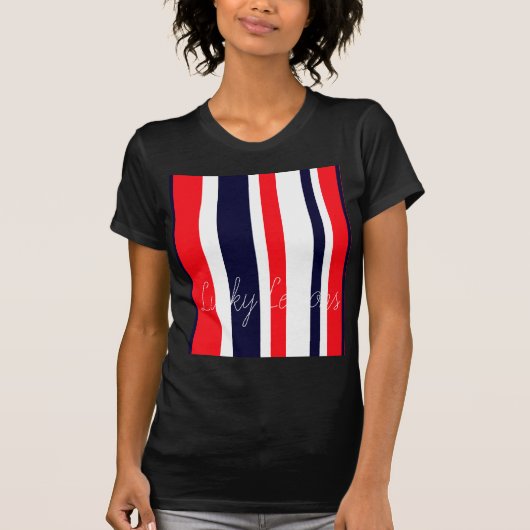 白、青、赤の各ストライプ色 Tシャツ (正面)
