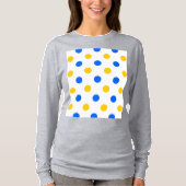 白・青・黄色のドットデザイン Tシャツ (正面)