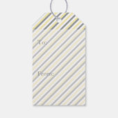 白、黄、灰色の象ストライプの赤ちゃんシャワー ギフトタグ (裏面)