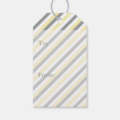白、黄、灰色の象ストライプの赤ちゃんシャワー ギフトタグ (裏面)