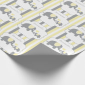 白、黄、灰色の象ストライプの赤ちゃんシャワー ラッピングペーパー (角)