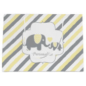 白、黄、灰色の象ストライプの赤ちゃんシャワー ラージペーパーバッグ (正面)