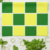 白・黄・緑のキッチンタ市松模様にオオル キッチンタオル (折り畳み)