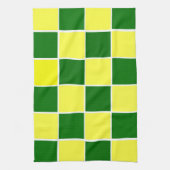 白・黄・緑のキッチンタ市松模様にオオル キッチンタオル (縦)