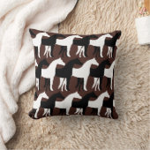白、黒い馬/茶色の背景 クッション (ブランケット)