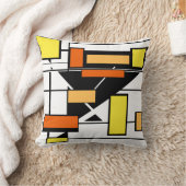 白、黒い黄色のオレンジ色の幾何学的な形状 クッション (ブランケット)