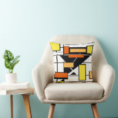 白、黒い黄色のオレンジ色の幾何学的な形状 クッション (椅子)