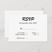 白/黒のRSVPカード 出欠カード (正面/裏面)