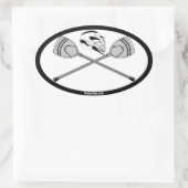 白/黒ゴアリーラクロススティックとヘルメット 楕円形シール (バッグ)