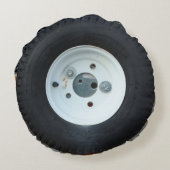 白&黒トラックホイール/車のタイヤ ラウンドクッション (裏面)