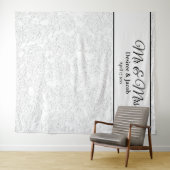 白 黒 エレガント フォトブース ウェディング バックドロップ タペストリー (インサイチュ(横))