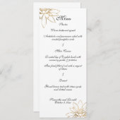 白、黒、ゴールドの結婚式ディナーメニューカード 招待状 (正面/裏面)