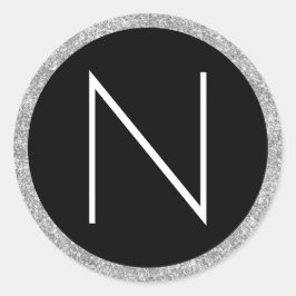 白 黒 シルバー グリッター モノグラム ラウンドシール