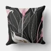 白、黒、ピンクのユリ クッション (裏面)