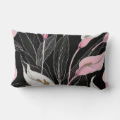 白、黒、ピンクのユリ ランバークッション (裏面)