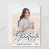 白 黒 モダン フォト 卒業パーティー 招待状 (正面)