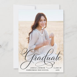 白 黒 モダン フォト 卒業パーティー 招待状