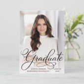 白 黒 モダン 2 フォト 卒業パーティー 招待状 (スタンド正面)