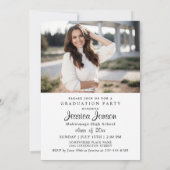 白 黒 モダン 2 フォト 卒業パーティー 招待状 (裏面)