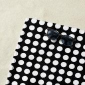 白（黒）中サイズ横水玉模様 ビーチタオル (インサイチュ)