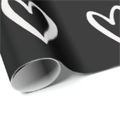 白（黒）手描きハート ラッピングペーパー (ロールコーナー)